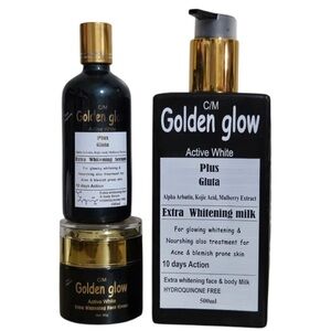 Golden Glow Skincare Set lotion, face cream and serum 3 pieces